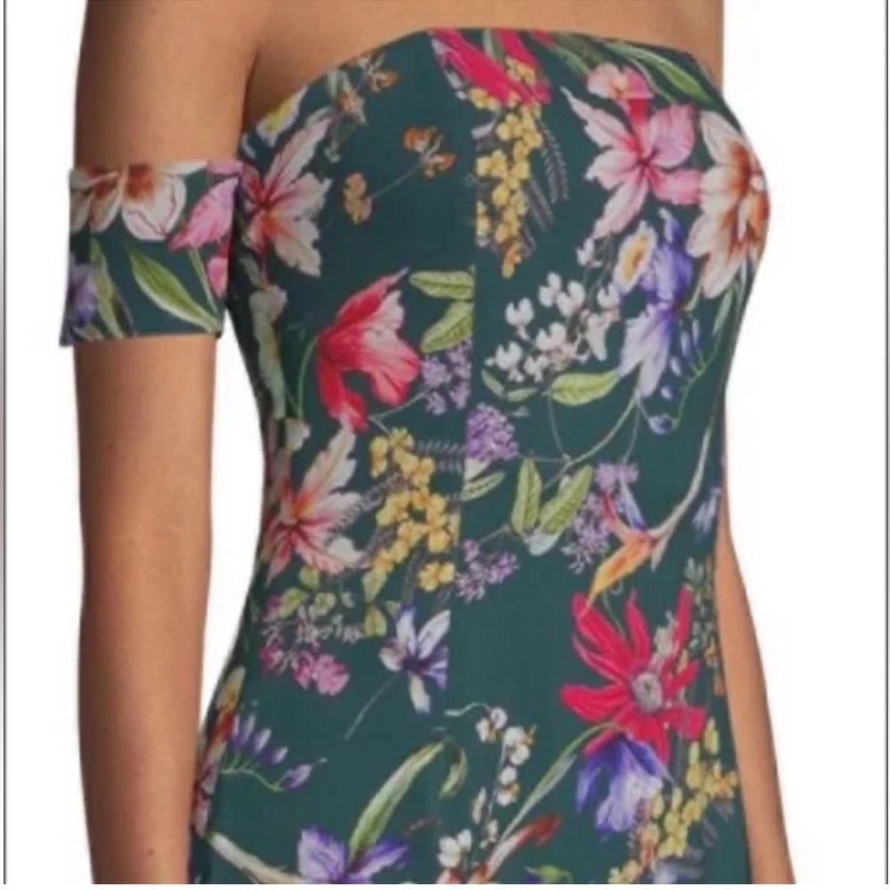 Sachin + Babi Galiana Off-The-Shoudler Green Floral Strapless Gown 💚0, 2, 6, 10 - Picture 5 of 12